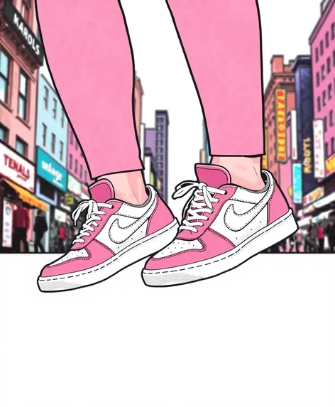 pink and white sneakers