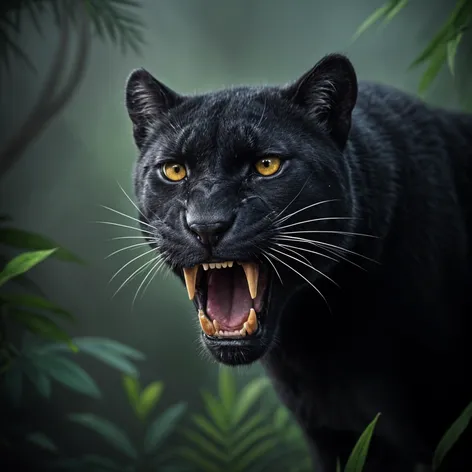 black panther animal roaring