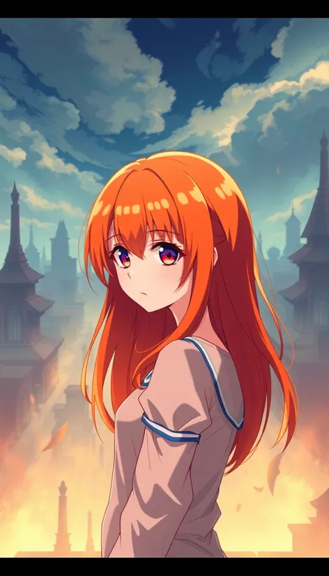 anime girl with orange