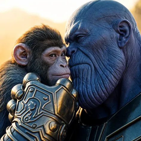 Thanos kissing a monkey