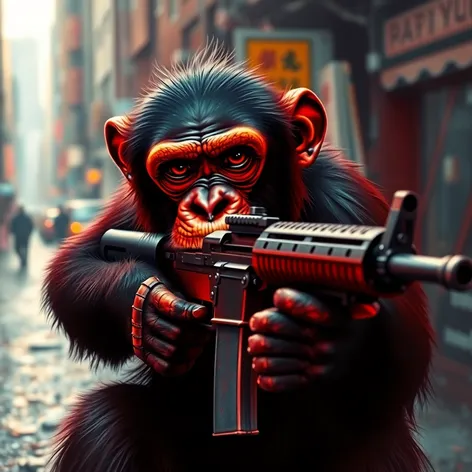 chimpanzee with ak 47