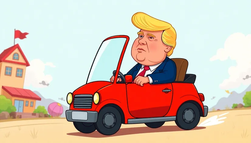 trump in little car