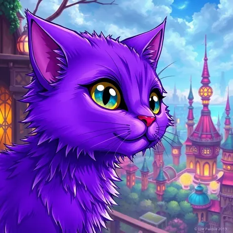 purple anime cat