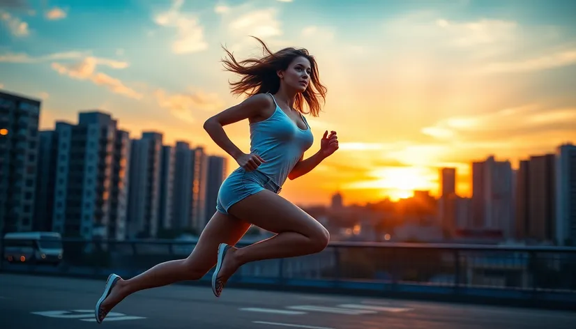 beautiful woman running