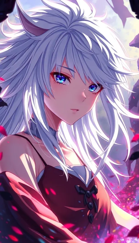 white hair anime