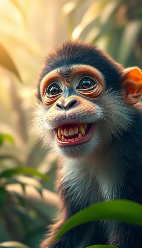 monkey smiling with teeth