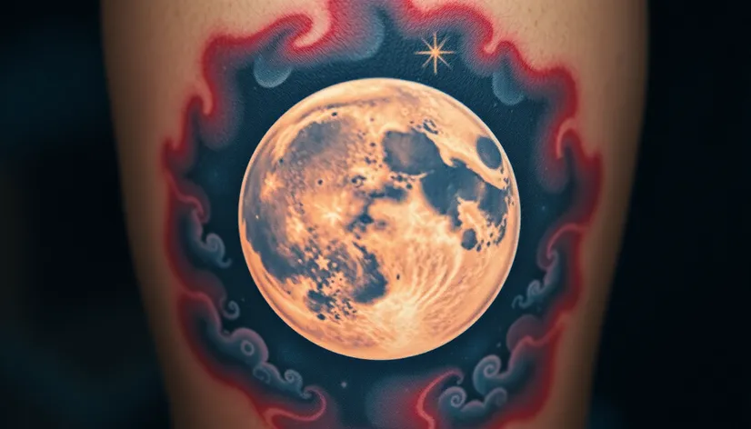 detailed moon tattoo