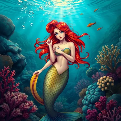 mermaid with red hair