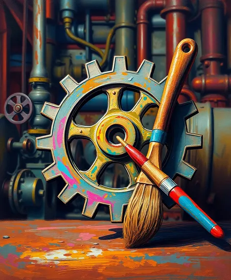 cog wheel and paint