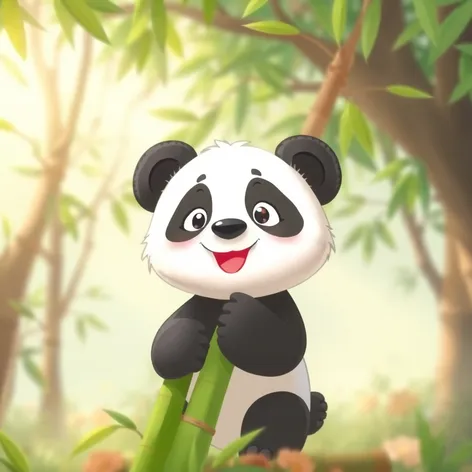 cartoon panda bamboo