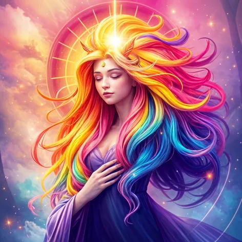 a rainbow unicorn godess