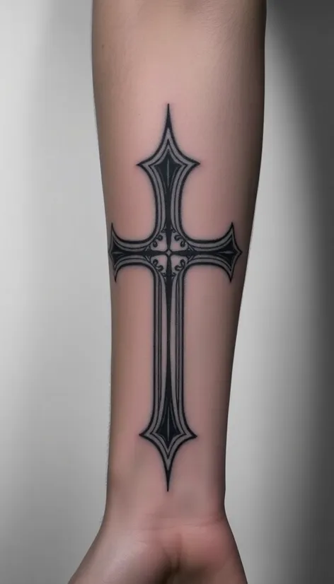 forearm cross tattoo