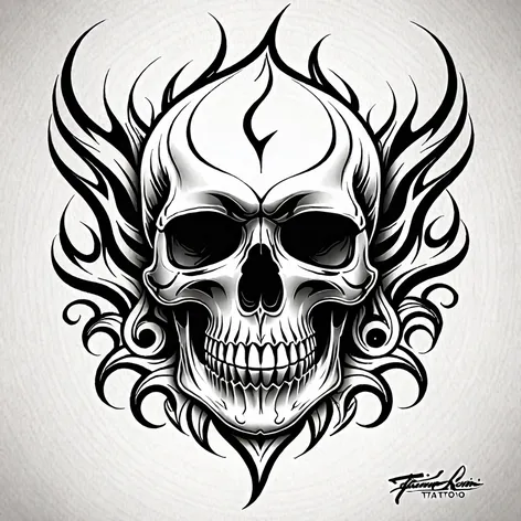 flaming skull tattoo