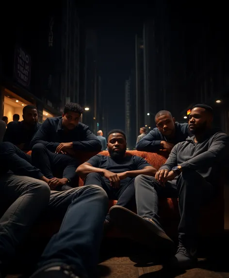 black guys surrounding couch