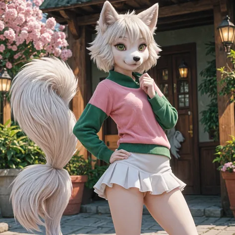 Wolf, Femboy, Pink Sweater,