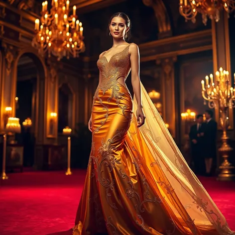 gold evening gown