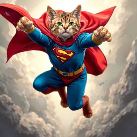 cat in superman outfit