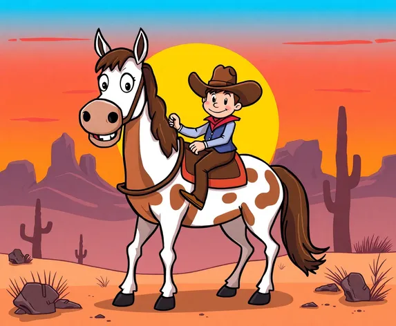 cowboy and horse cartoon