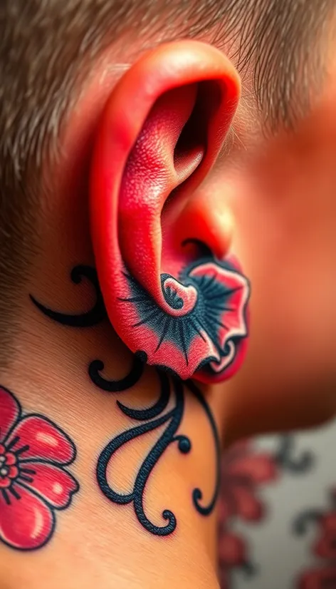 back of ear tattoo