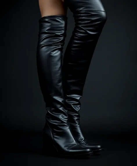 black leather thigh boots