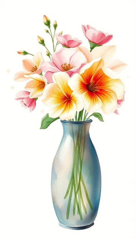 watercolor vase with flowers