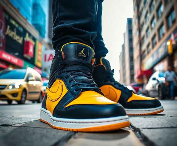 jordans black and yellow