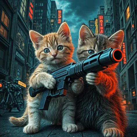 kittens with gun