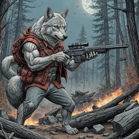 wolf at war with