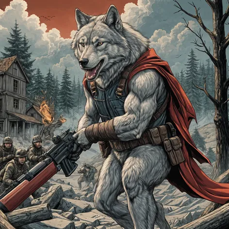 wolf at war with