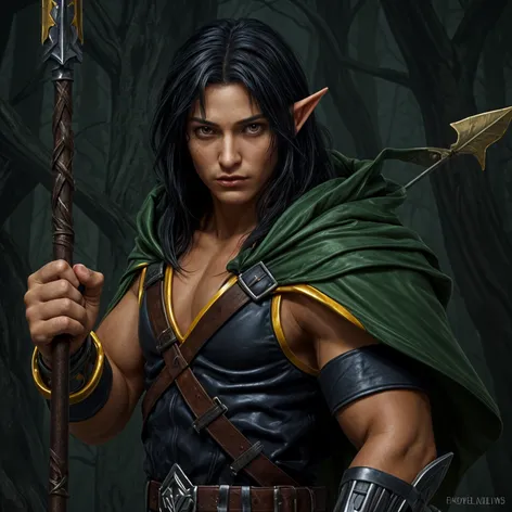 Half-elven fighter. black hair