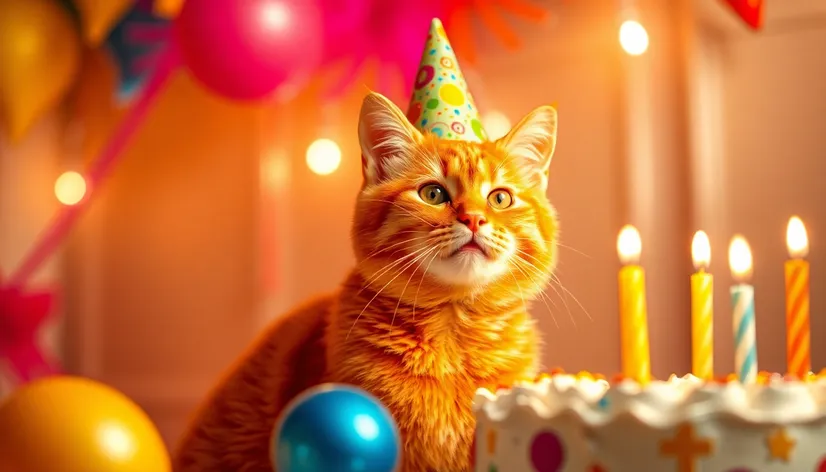 happy birthday orange cat