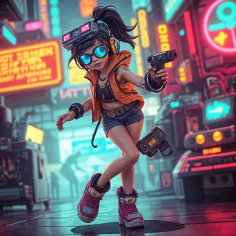 cyberpunk girl whole body