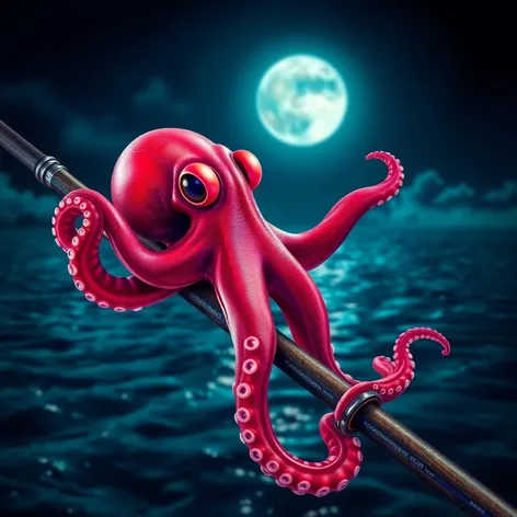 octopus on fishing pole