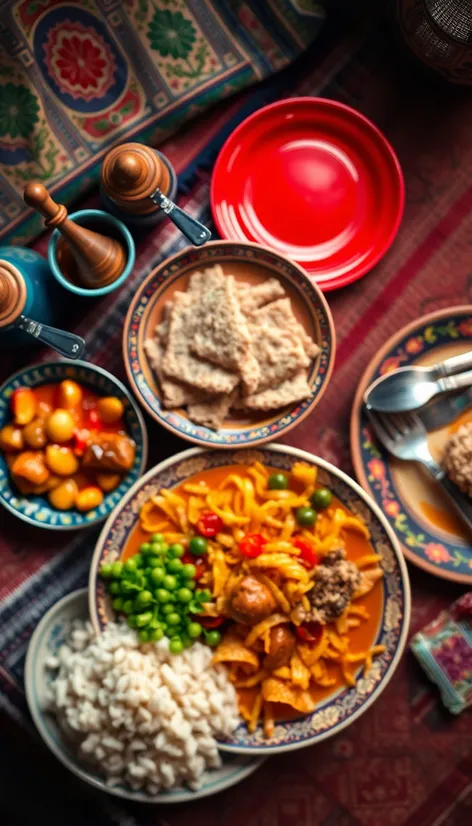 overhead shot uzbek food