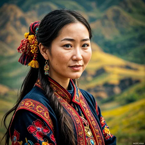 Mongolian woman with national