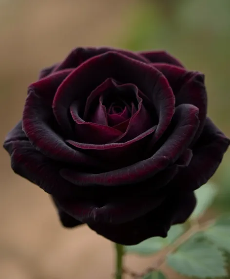 black rose with stem