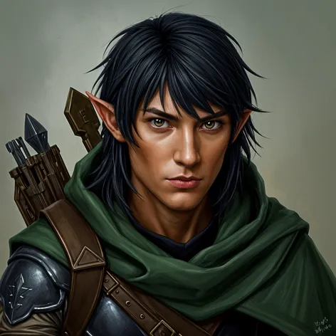 Half-elven fighter. black hair