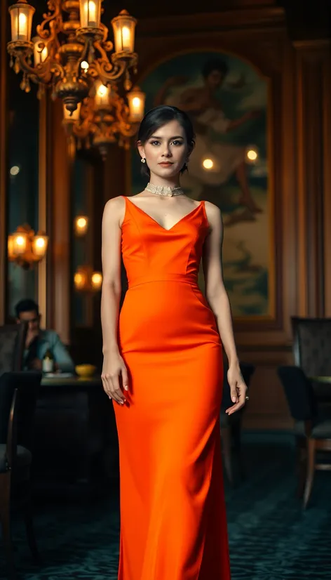 orange color dress