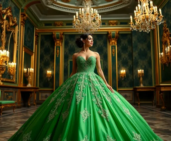 emerald green ball gown