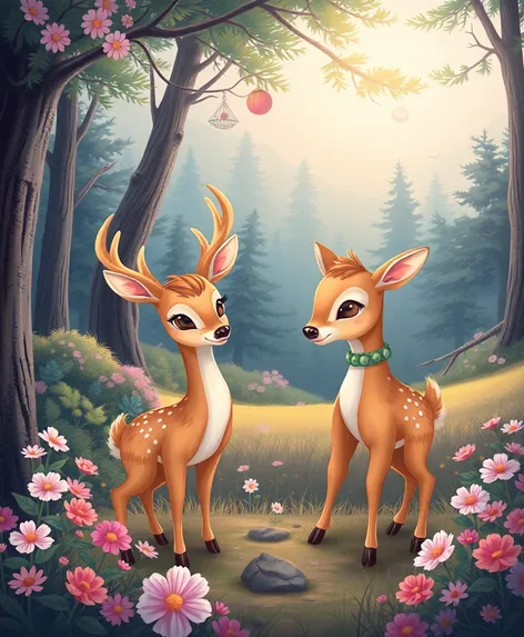 cute deer poses art