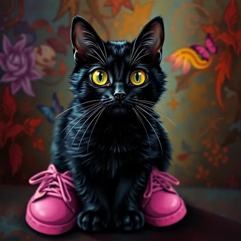 black cat with pink