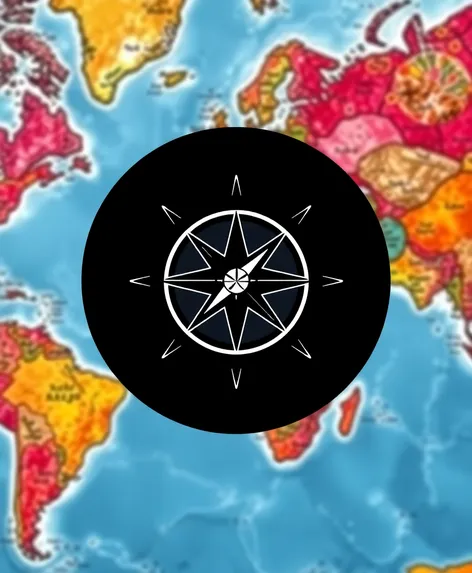 world map with compass