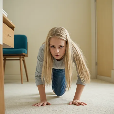 Teenage girl, long blonde