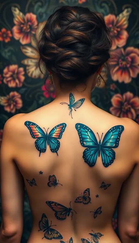 butterfly tattoos on back