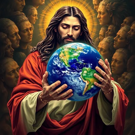 jesus holding earth