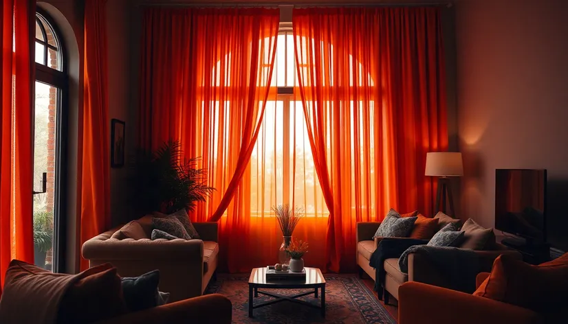 orange curtains