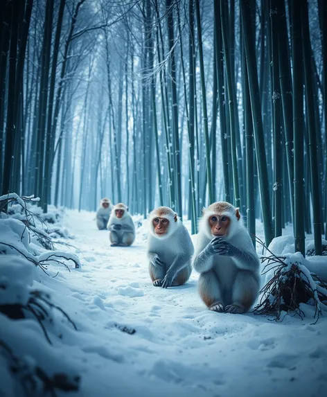 snow monkeys japan bamboo