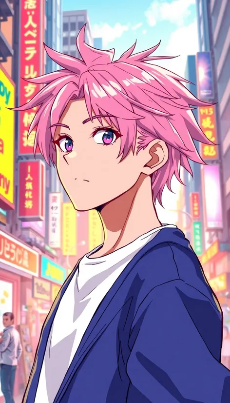 pink haired anime guy