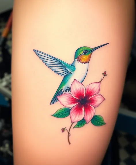 hummingbird and flower tattoo