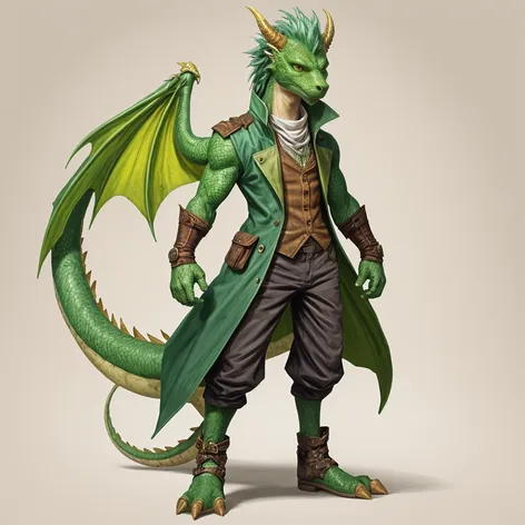 Anthro green male dragon